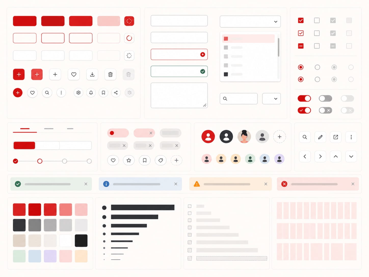 包含按鈕、表單、狀態及設計 tokens 的 UI Design System 元件庫
