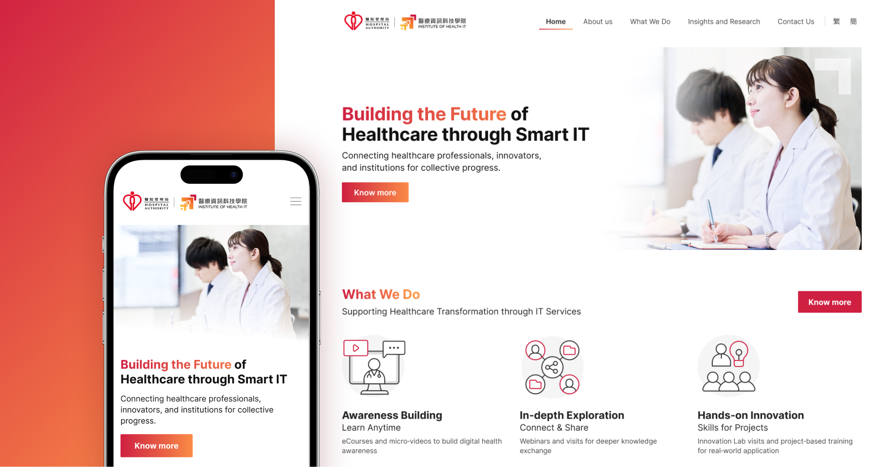 Responsive IHIT Portal redesign shown across desktop and mobile screens
