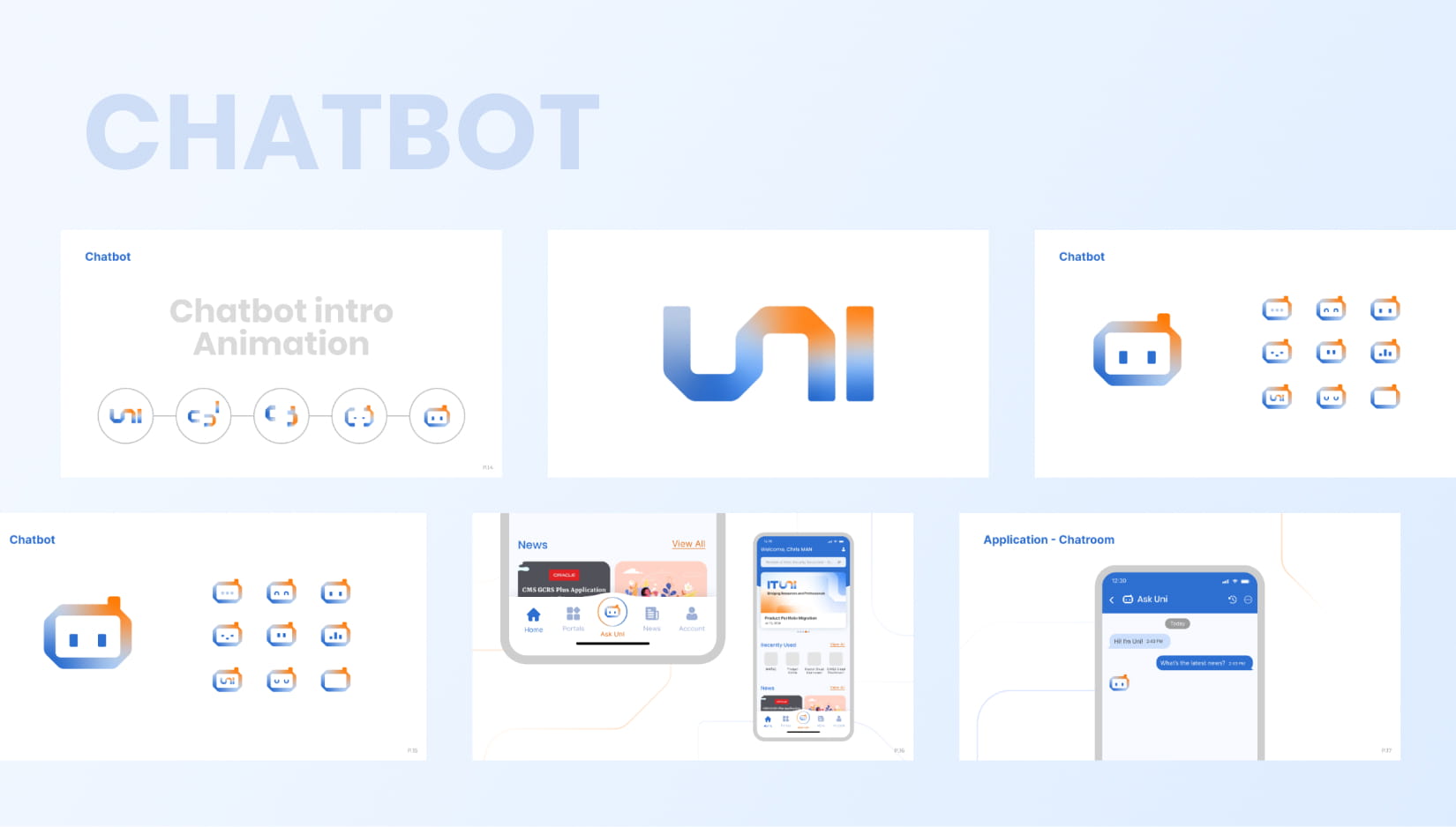 ITUNI Uni chatbot identity, expressions and interface applications